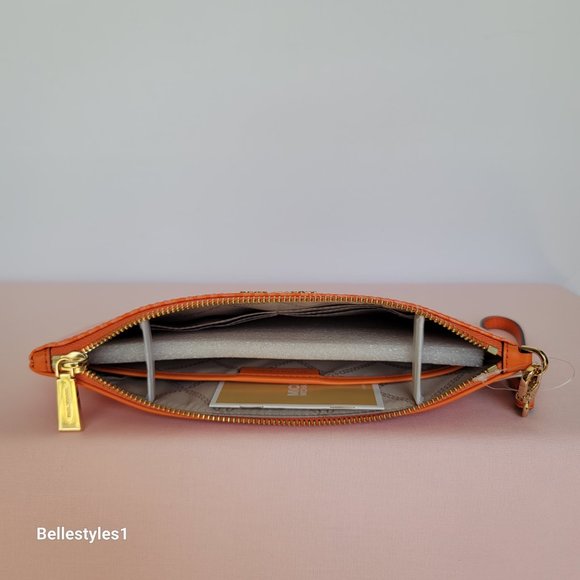 MICHAEL KORS Signature Logo Jet Set Large Top Zip Pouch/Wristlet- Apricot ⭐ - Picture 11 of 16